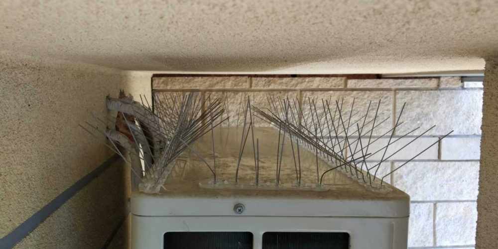 Tam gdzie siatka na balkon na gołębie się nie sprawdzi przyklejamy kolce przeciw ptakom.